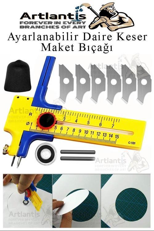 Daire Keser Maket Bıçağı Ayarlanabilir 11 Parça 1 Paket Yüksek Kaliteli PVC Hassas Daire Kesici Kesme Pusula 15cm