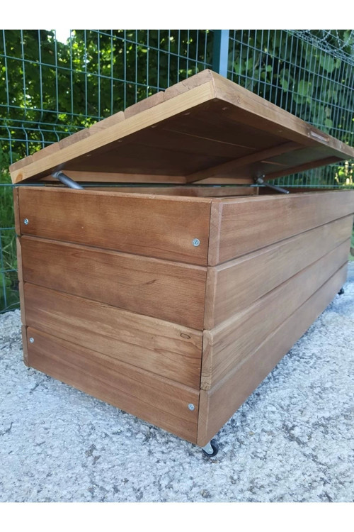 Sağlam Lüks Ahşap Bahçe Dolabı (120X45X45) Ahşap Bahçe Sandığı Sediri