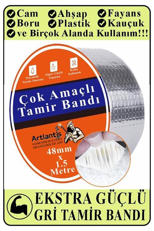 Çok Amaçlı Tamir Bandı 1 Adet Su Geçirmez Sızdırmaz Isıya Dayanıklı Sakız İzole Gri Tamir Bant 48mm 1.5 Metre