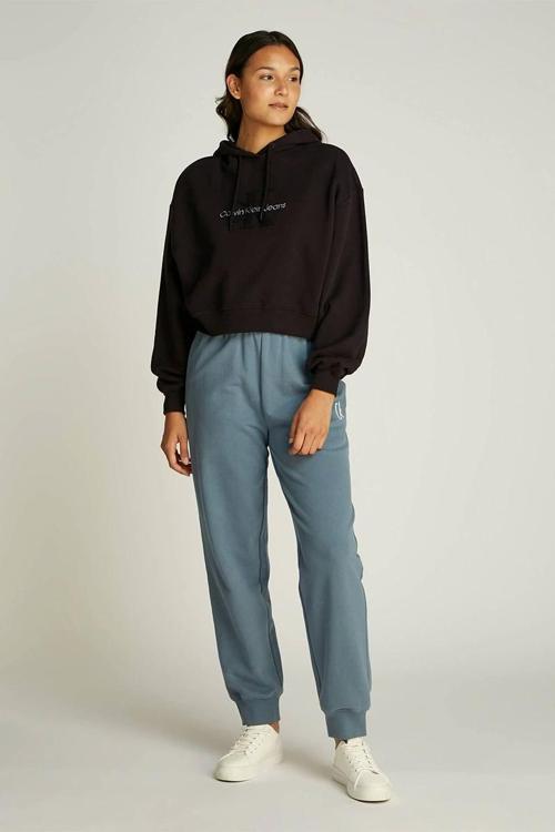 CK Jeans CHENILLE MONOLOGO HOODIE Kadın SİYAH Sweatshirt J20J224170-BEH