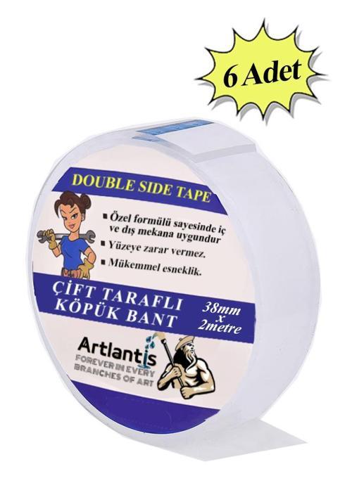 Çift Taraflı Bant Köpük Bant 38mm x 2mt 6 Adet Çerçeve Tablo Halı Yapıştırma Bandı İç Ve Dış Mekan Süper Güçlü Köpük Ban