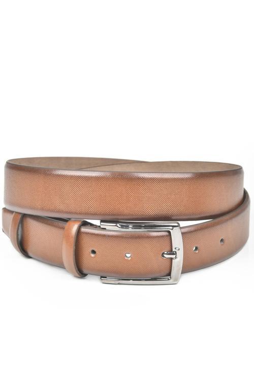 Erkek Kahve 3,5 cm Lazer İşlemeli Klasik Suni Deri Kemer 2402628