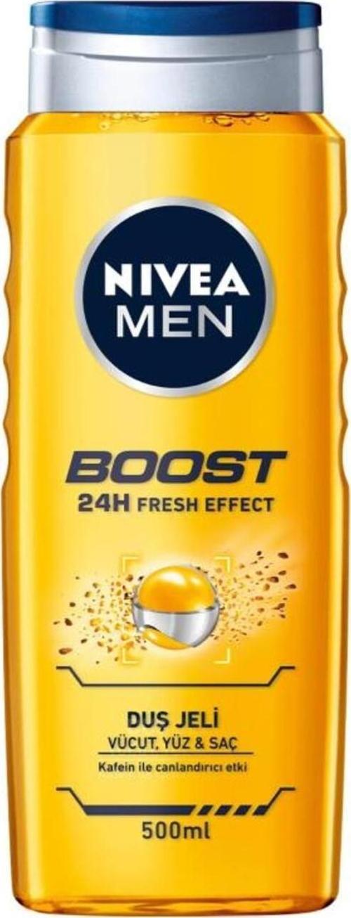 MEN Erkek Duş Jeli Boost 500ml, Vücut Yüz Saç, Nane Özleri, Kafein ile Canlandırıcı, Erkeksi Koku