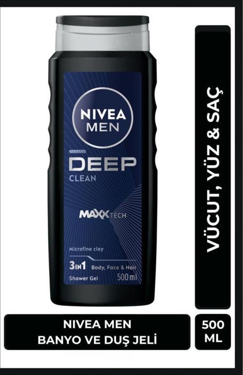 Men Erkek Deep Dimension Banyo Ve Duş Jeli 500ml, 3'ü1 Arada Komple Bakım, Vücut Saç Ve Yüz