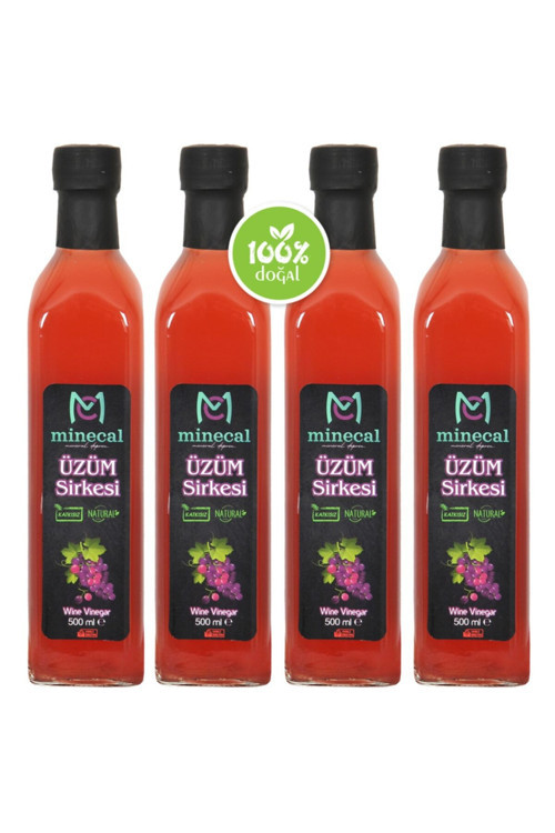 %100 Ev Yapımı Katkısız Üzüm Sirkesi 4X500Ml