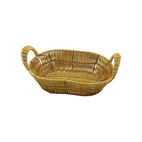 OVAL PLASTİK HASIR EKMEK - ÇOK AMAÇLI SEPET KULPLU - METAL İSKELET TABAN:14X21- AĞIZ:19X27CM D:7.5CM 