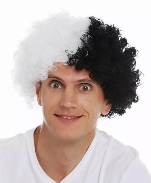 Siyah Beyaz Kıvırcık Afro Bonus Peruk Taraftar Bonus Saç 