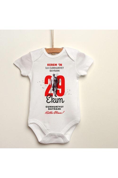29 Ekim Cumhuriyet Bayramı İlk Bayramım İsimli Bebek Body Zıbın