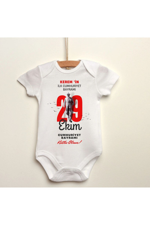 29 Ekim Cumhuriyet Bayramı İlk Bayramım İsimli Bebek Body Zıbın