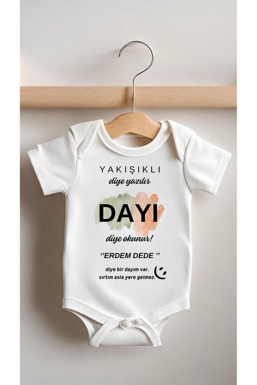 Yakışıklı Diye Yazılı Dayı Diye Okunur Baskılı Bebek Body Zıbın