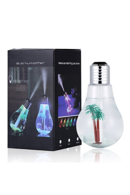 Pro Ampül Şekilli Oda/Hava Nemlendirici Usb Su Hazneli Sıcak Soğuk Buharlı 7 Led Işıklı Gece Lambası
