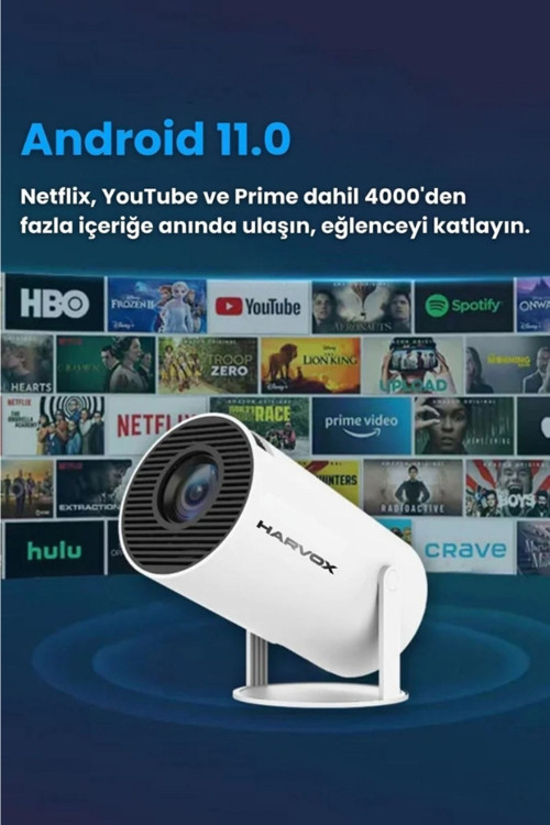 Taşınabilir 130" İnç Yansıtma Sinema Projeksiyon Cihazı Ev Sineması Dahili Android 11.0, Bluetooth