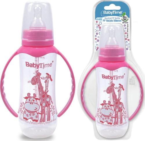Silikon Kiraz Uçlu Kulplu Biberon 250 Ml Mavi