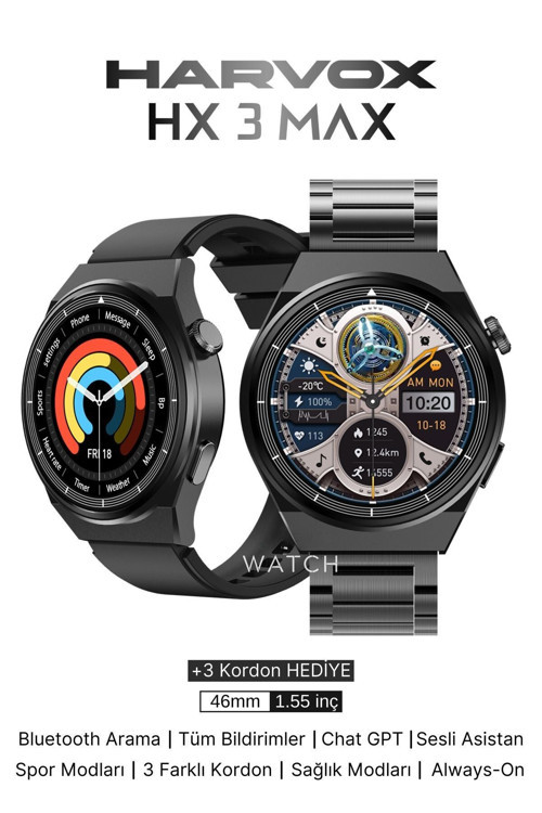 Watch Hx-3 Max Akıllı Saat Iphone Ve Android Tüm Telefonlara Uyumlu Yapay Zekalı