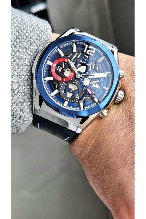 Rym-9D13 Erkek Kol Saati - Çelik Kasa - Silikon Kordon (Üstü Deri Kaplama) 2 Yıl Garanti