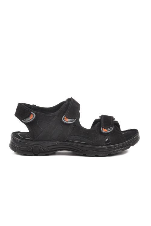Siyah Nubuk Erkek Çocuk Cırtlı Spor Sandalet 1305 G