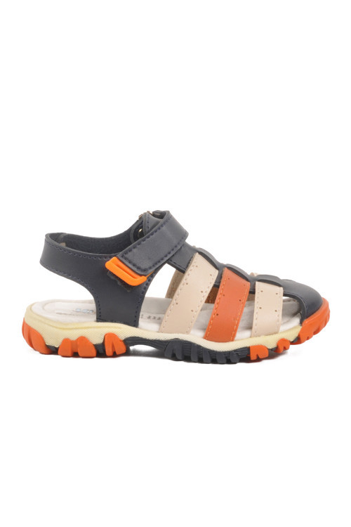 Lacivert Turuncu Cırtlı Erkek Çocuk Spor Sandalet 173101 P