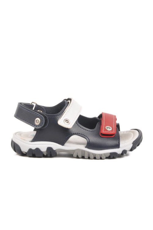 Lacivert Kırmızı Cırtlı Erkek Çocuk Spor Sandalet 173110 P