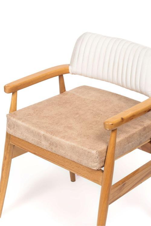 50X50X8Cm Sandalye Minderi Dayanaklı Fermuarlı Yıkanabilir Kumaş Bahçe-Balkon Minderi 1Adet Krem