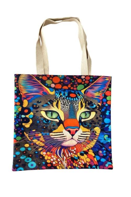 Plaj Çantası Kanvars Renkli Baskılı Deniz Çantası Büyük Boy Plaj Çantası