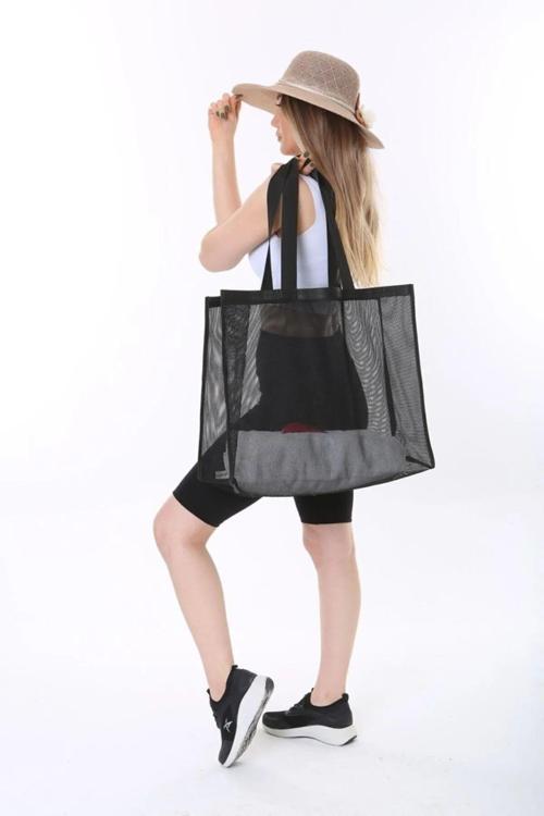 Plaj Çantası Büyük Boy Fileli Delikli Kum Tutmamyan Deniz Plaj Çantası