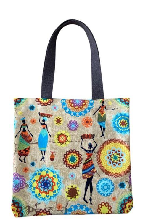 Plaj Çantası Kanvars Renkli Baskılı Deniz Çantası Büyük Boy Plaj Çantası