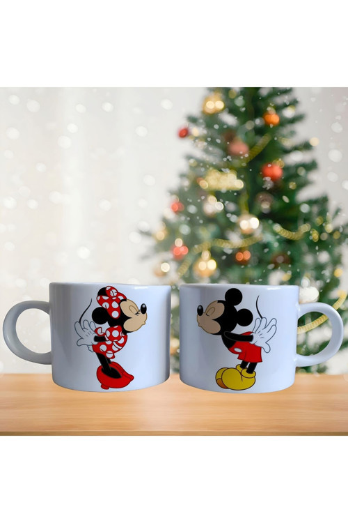 Mickey ve minnie mouse öpücük Porselen Fincan Takımı