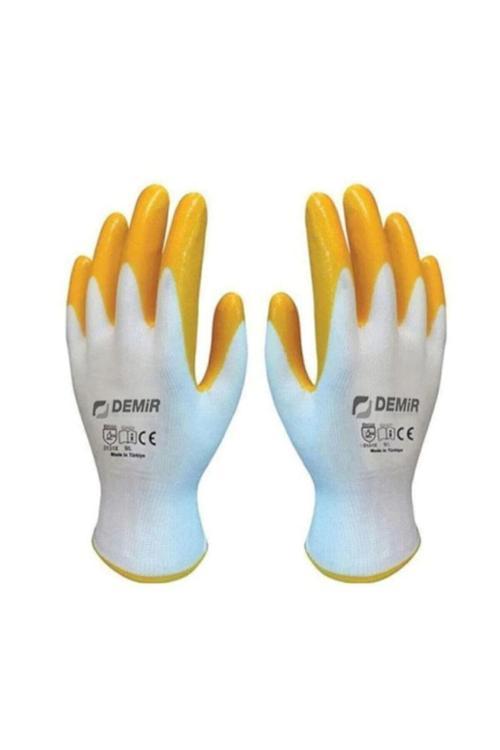Safety Sarı Nitril Inşaat Tarım Montaj Iş Eldiveni 12 Çift-No:10