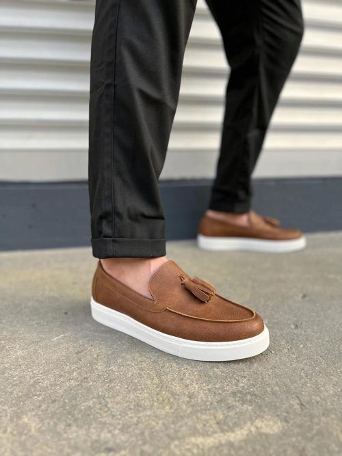 Tb153 Bloom Bağcıksız Püsküllü Cilt Erkek Günlük Spor Klasik Ayakkabı Cbt - Taba