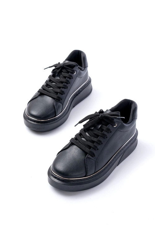 Rs-2435 Siyah Platin Bağcıklı Dikişli Günlük Spor Ayakkabı