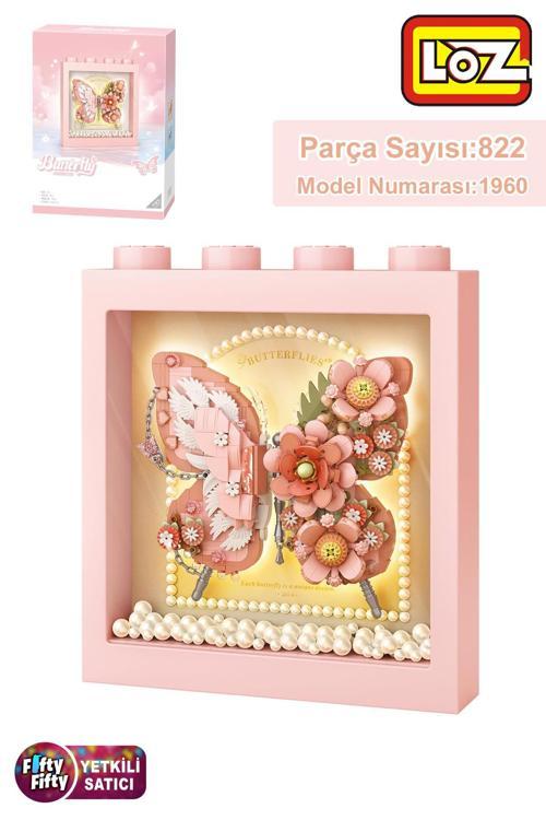 Loz Ledli Pembe Dekoratif ve Koleksiyonluk Kelebek Tablo 822 Parça Kelebek Modeli Yapım Seti FFLZ-1960
