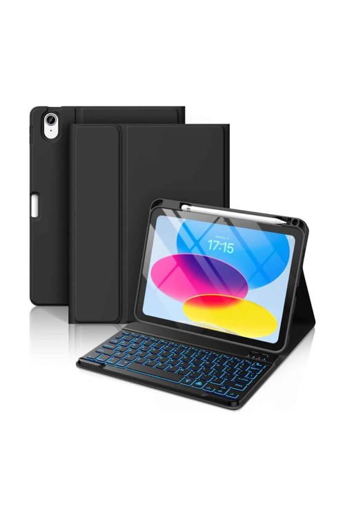iPad Air 11 Uyumlu 4/5/6 Nesil M2/M3 2025 Ledli Klavyeli Tablet Kılıfı