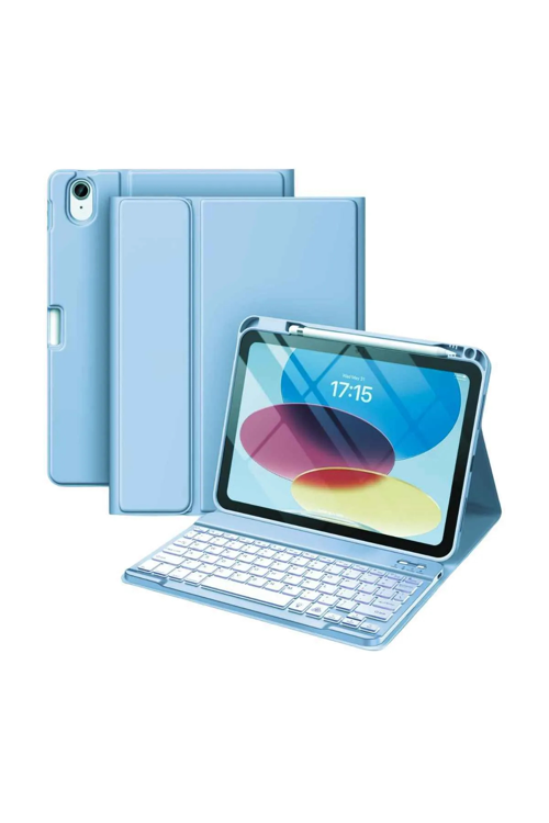 iPad Air 11 Uyumlu 4/5/6 Nesil M2/M3 2025 Ledli Klavyeli Tablet Kılıfı