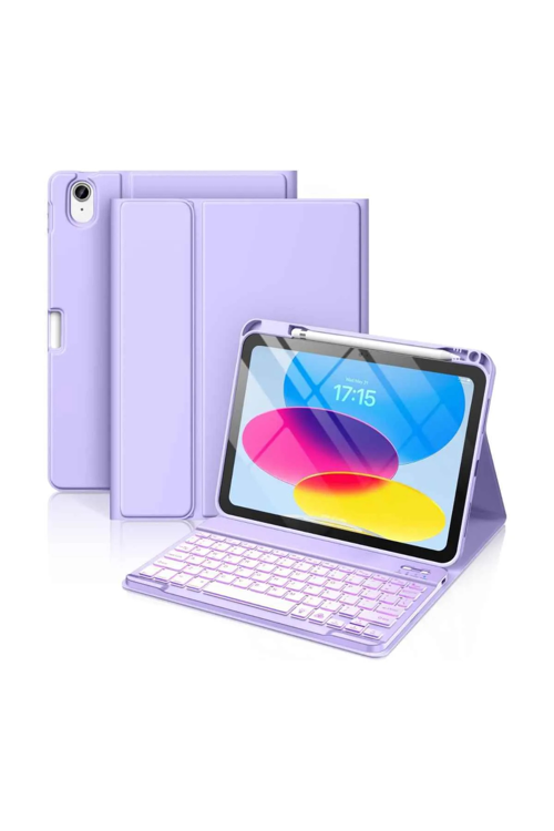iPad Air 11 Uyumlu 4/5/6 Nesil M2/M3 2025 Ledli Klavyeli Tablet Kılıfı