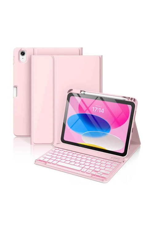 iPad Air 11 Uyumlu 4/5/6 Nesil M2/M3 2025 Ledli Klavyeli Tablet Kılıfı