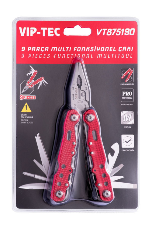 9 Parça Multi Fonsiyonel Çakı Pense Seti Vt875190