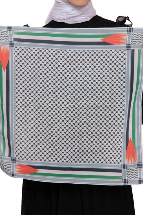 Filistin Bayrak Çizgili Filistin Şal Kefiye Küçük Filistin Bayraklı Fular Saçaksızlı Unisex S100013