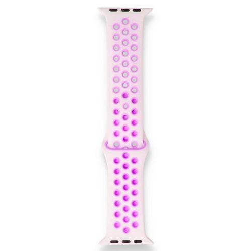 Apple Watch 38-40mm Silikon Kayış - Beyaz/Pembe
