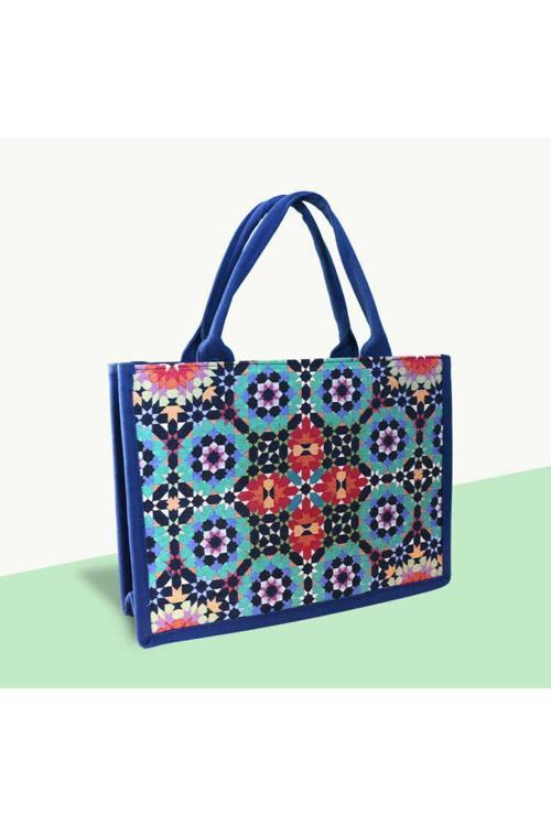 Çini Desenli Tote Kadın Omuz Çantası