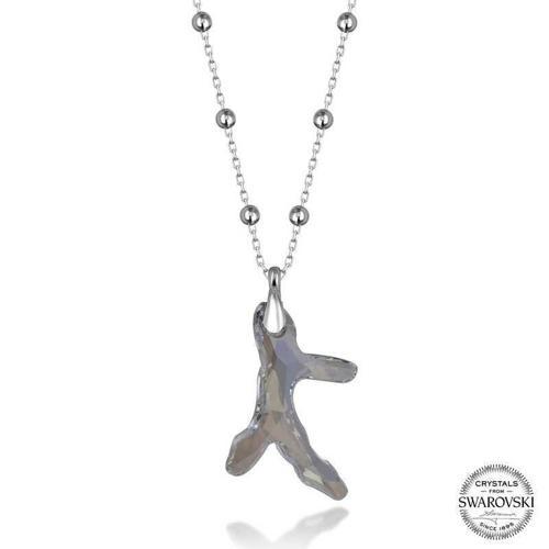 Swarovski Crystal Taşlı Top Zincir Mercan Gümüş Kadın Kolye