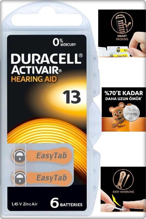 Duracel No.13 Kulaklık Pili & İşitme Cihazı Pili ( 6'Lı : 1 Paket )