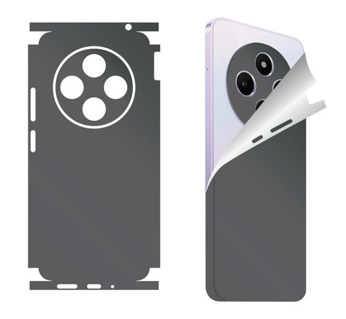 Xiaomi Redmi 12 C için uyumlu 360 full arka ve yan kaplama koruma sticker -Koyu Gri