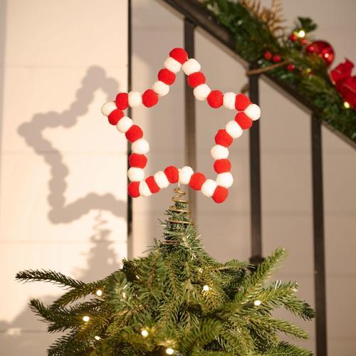 Yıldız Ağaç Başlığı Kırmızı ve Beyaz 22 x 5.5 x 27 cm