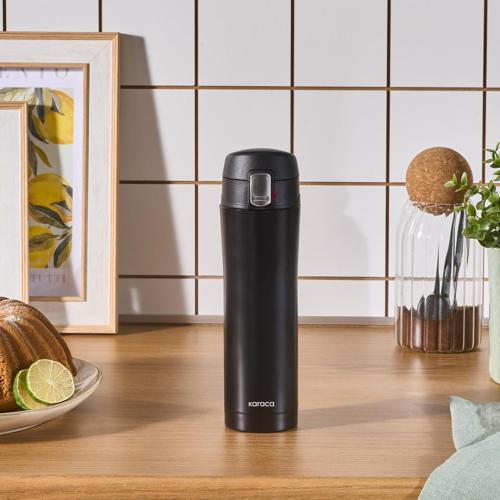 Pluton Çelik Sızdırmaz Termos Siyah 450 ml