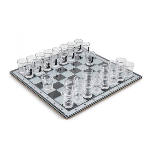 King Shot Bardaklı Satranç Seti Şeffaf