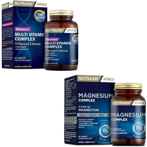 Multivitamin Mineral Complex Kadın 60 Tablet + Nutraxin Magnesium Complex 60 Tablet