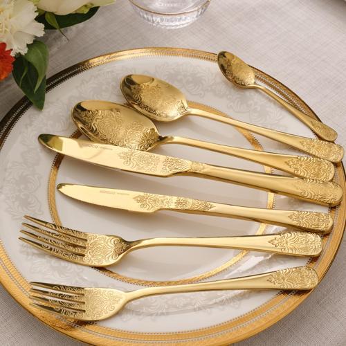 Elegance Bellatrix Gold 12 Kişilik 84 Parça Çatal Kaşık Bıçak Takımı