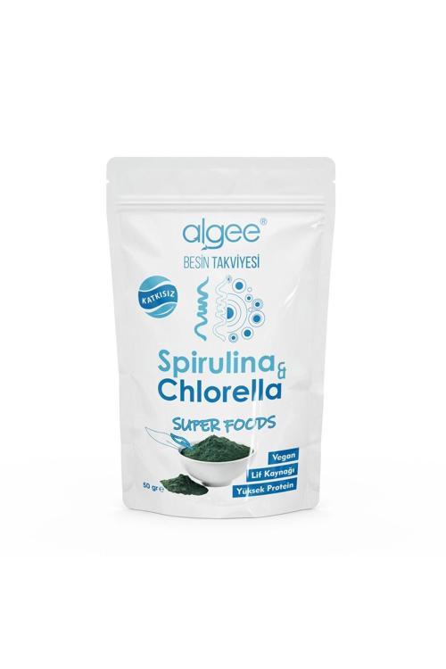 Organik Spirulina & Chlorella Tozu Katkısız 50 gr
