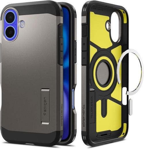 iPhone 16 Plus ile Uyumlu Kılıf Tough Armor Al MagFit MagSafe Özellikli Gun Metal