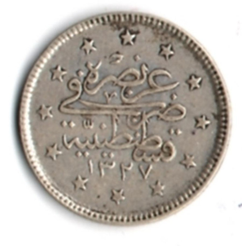 Osmanlı İmparatorluğu V.Mehmed Reşad 1327/4 İstanbul 2 Kuruş Gümüş (Om0017)